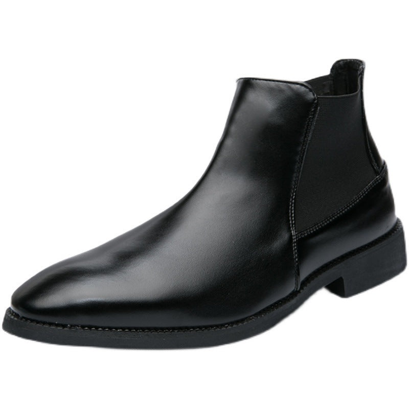 Korean Style Middle High Top Business Formal Wear Plus Size Leather Boots